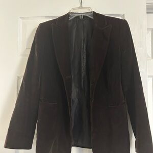 Chic Dark Brown Velvet Blazer